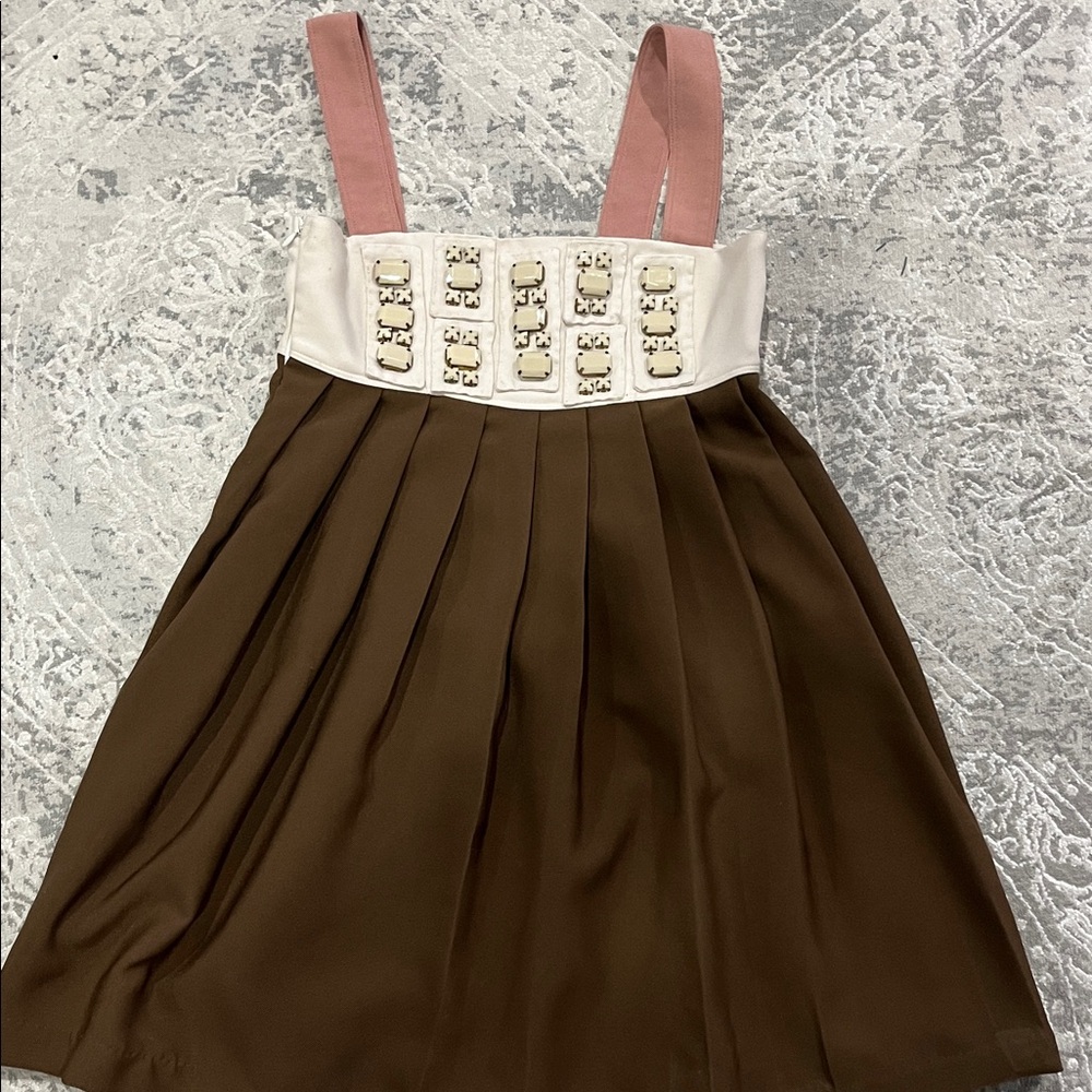 Elegant Brown and Pink Mini Dress